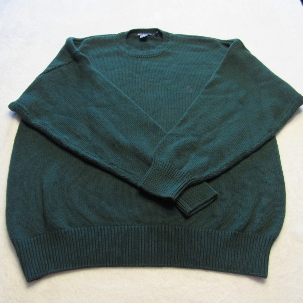 Nautica Sweater Mens XL Green Cotton Crewneck Long Sleeve Logo Knit